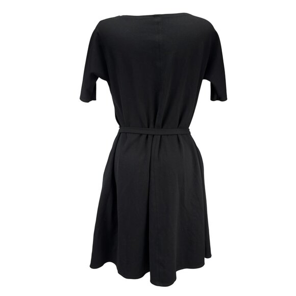 ELISA C-ROSSOW Knit Designer Belted w/Pockets Black Short Sleeve T-Shirt Dress M - Picture 4 of 8
